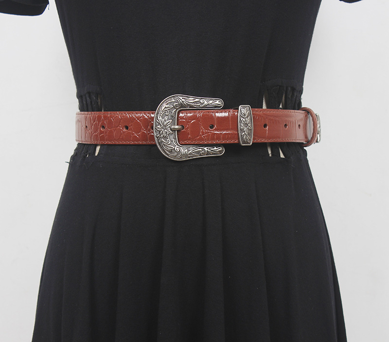 纯皮手工女士皮带女牛仔裤皮带