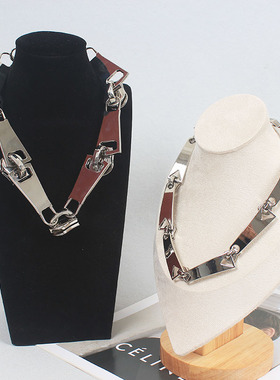 choker金色方形链条颈链项链