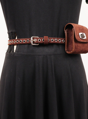 腰带腰包女小包包皮带y2k复古百搭咖色黑色装饰配牛仔裤腰间配饰