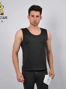 稻草人秋冬男士三层加厚桑蚕丝保暖背心宽肩打底圆领上衣28505AB