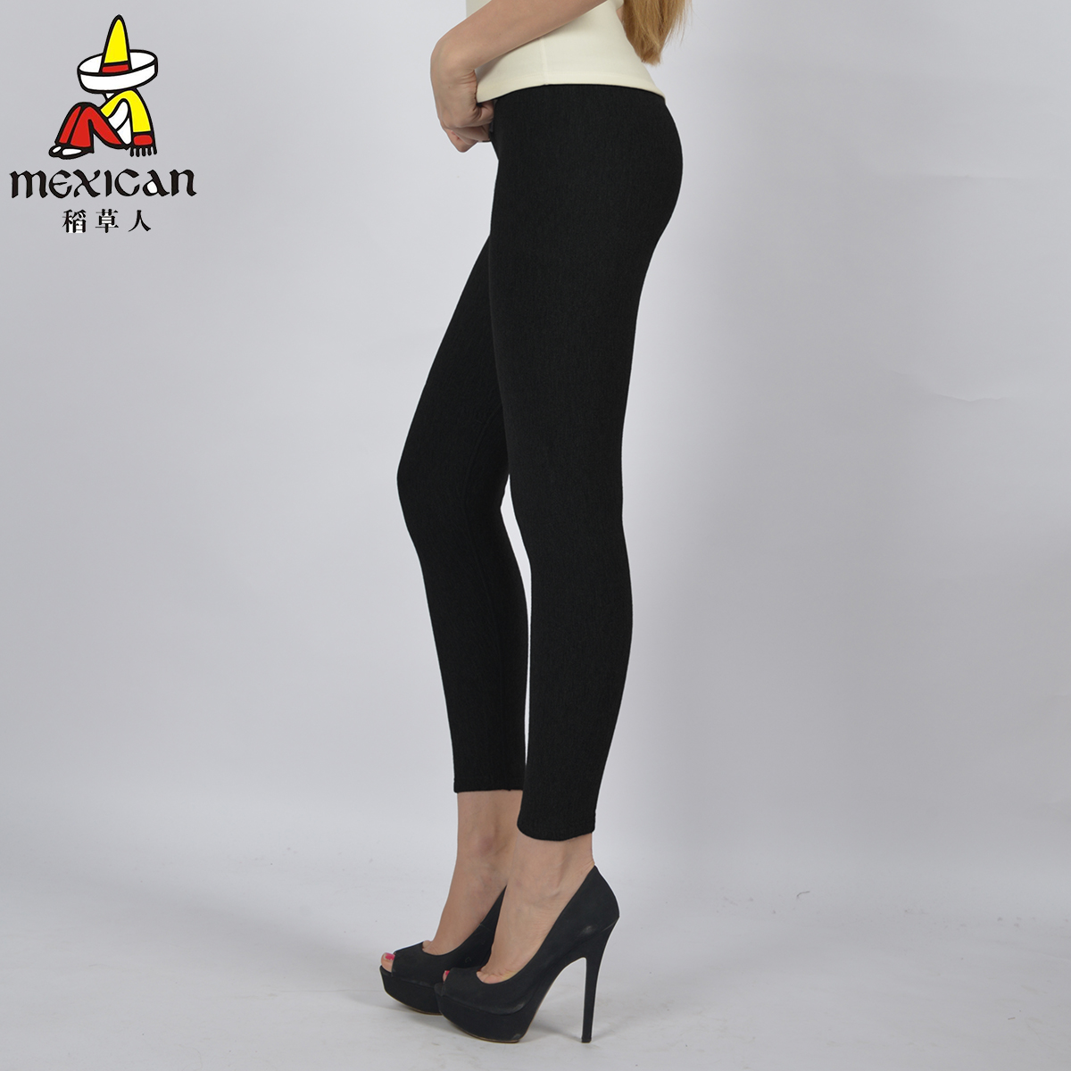 稻草人女士秋冬中厚加绒保暖裤修身打底绸丽双面绒护膝保暖34154