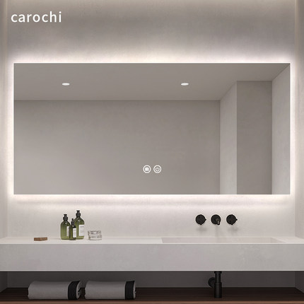 智能方镜洗手台镜子带灯发光led灯防雾卫生间挂墙式卫浴镜浴室镜