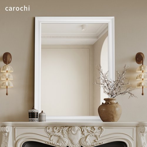 方形法式卫生间壁挂式实木浴室镜