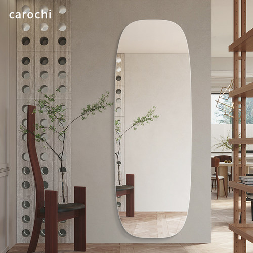 镜子卧室贴墙自粘免打孔家用ins风全身镜壁挂式试衣镜家用穿衣镜