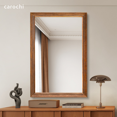 中古镜子卫生间挂墙式实木浴室镜