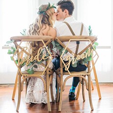 Пригласительная открытка 木质森系婚礼道具椅背新郎新娘装饰标识婚礼影楼装饰拍照道具