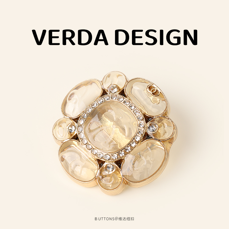 高档滴胶花朵金属扣大衣外套纽扣