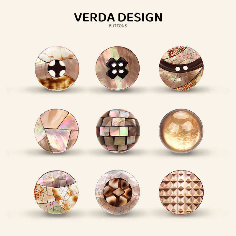 日本进口天然咖啡色贝壳外套纽扣