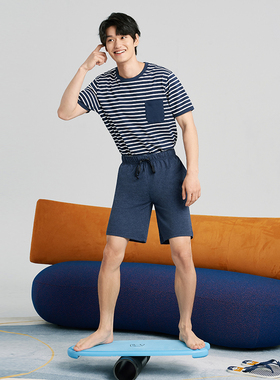 三枪家居五分裤男夏水柔棉男士家居短裤松紧裤休闲裤中裤薄50523