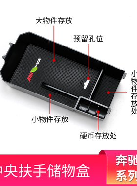 适用奔驰A级A200L C级C200L E级 GLB车门扶手箱置物盒中控储物盒