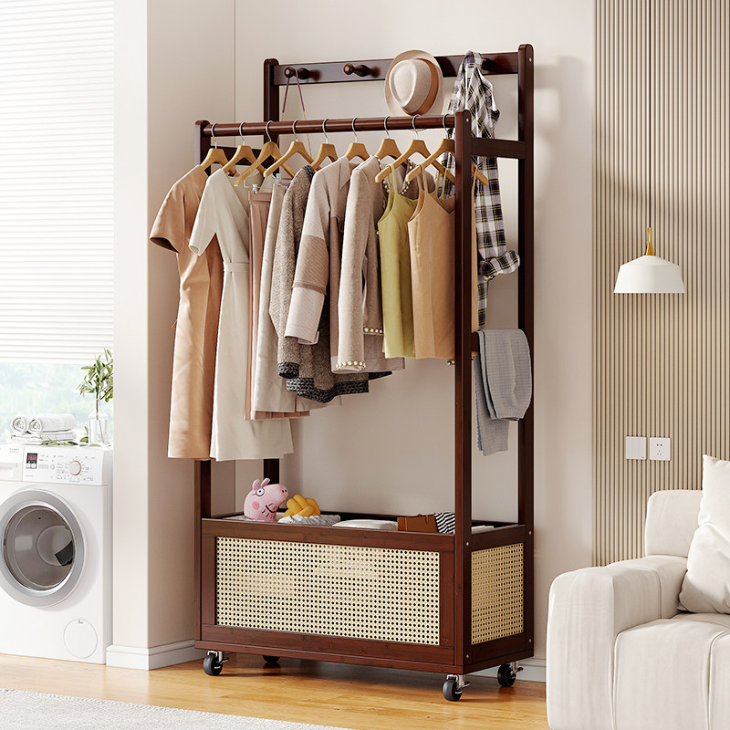 可移动挂衣架卧室落地衣帽架床尾床边晚上放衣神器杆式置衣架玄关