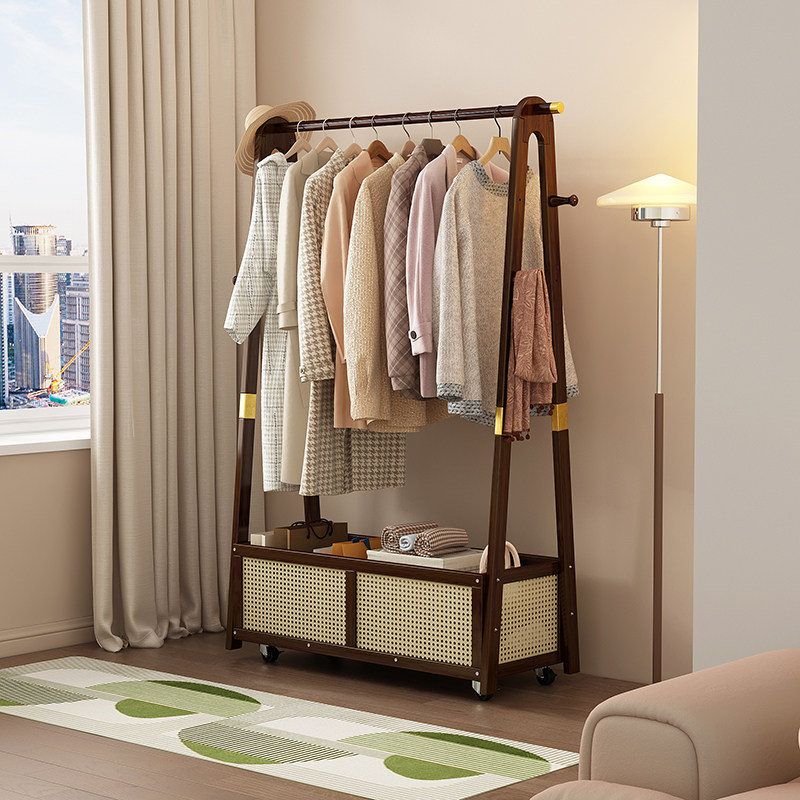 钢琴键衣帽架可移动不占空间挂衣架杂物收纳储物架开放式临时衣柜