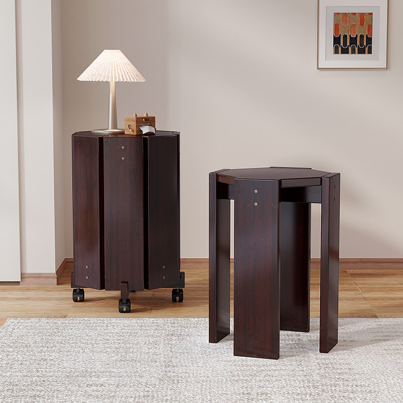 楠竹叠叠凳四合一组合凳收纳板凳圆凳叠叠乐凳子中古风家用可叠放