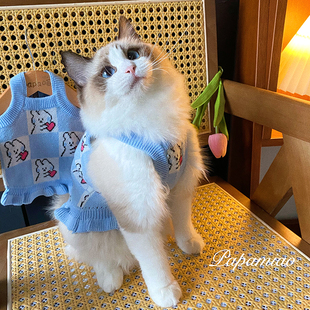 秋冬猫咪狗狗衣服可爱保暖宠物笔芯兔毛衣裙比熊泰迪马尔济斯服饰