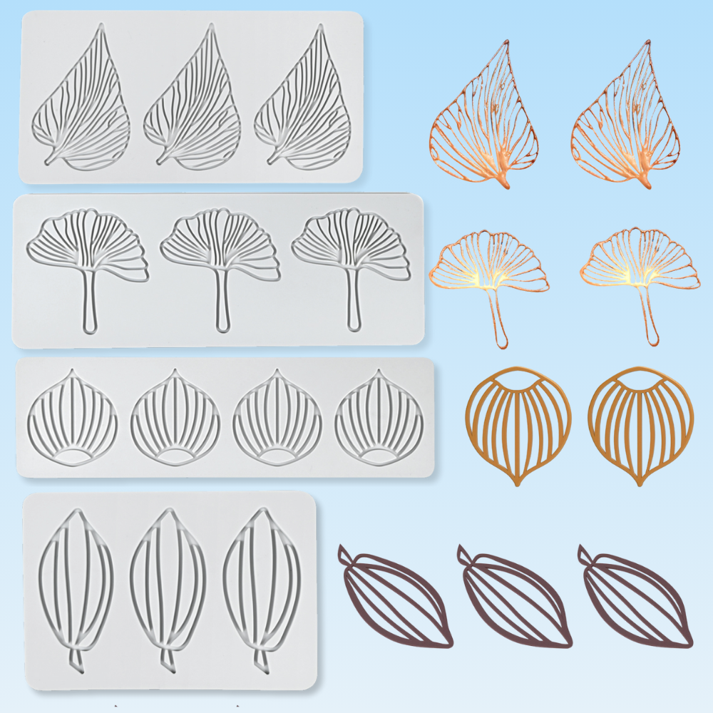 银杏叶树叶翻糖蕾丝垫硅胶模具 镂空可可果巧克力冷菜摆盘装饰模