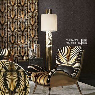 Roberto cavalli意大利进口墙布金羽花RC19001客厅卧室背景壁纸