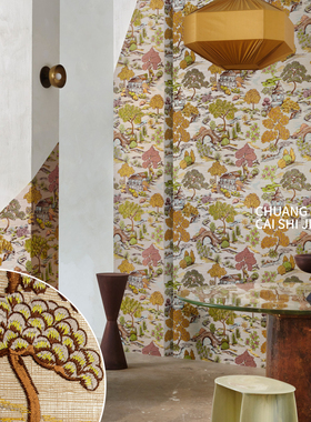 ARTE OSMANTHUS卧室书房壁画剑麻花园刺绣墙纸54500 54501 54502