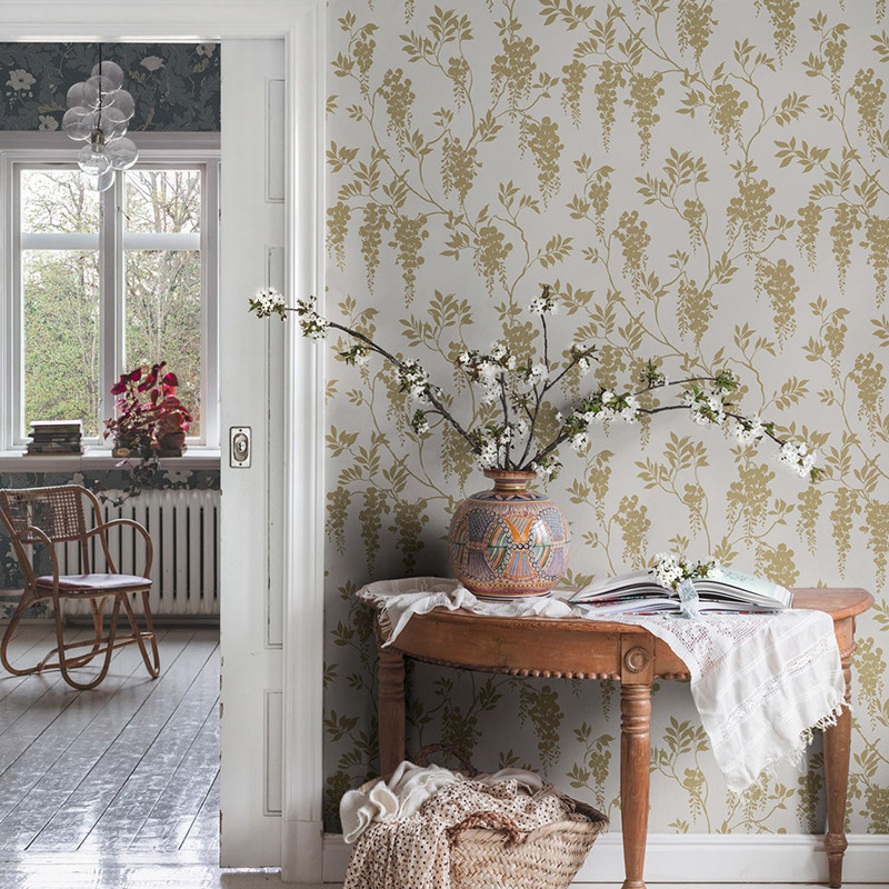 瑞典原装进口墙纸SANDBERG 北欧田园  卧室客厅背景墙壁纸 紫藤,家装主材,无纺布墙纸,淘宝优惠券,粉丝福利购,淘宝优惠卷