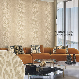 Roberto cavalli意大利原装壁纸黑豹纹书房卧室背景墙布RC21041