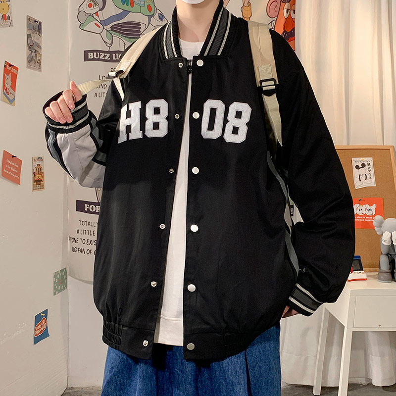 港风休闲美式棒球服男潮牌ins春秋季大码飞行员夹克春装情侣外套