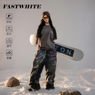 25新款 3L压胶防风防水单双板男女款 套装 FASTWH1TE链条滑雪服裤