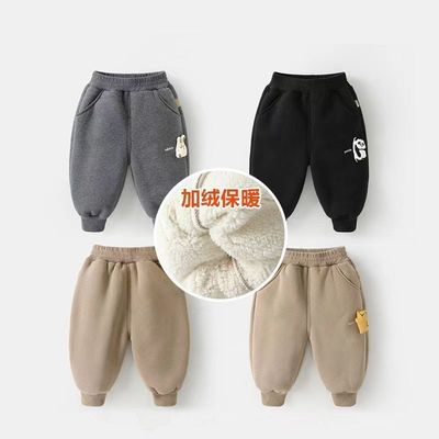 儿童加绒运动长裤子秋冬婴儿冬装休闲裤洋气男童女童宝宝加厚棉裤