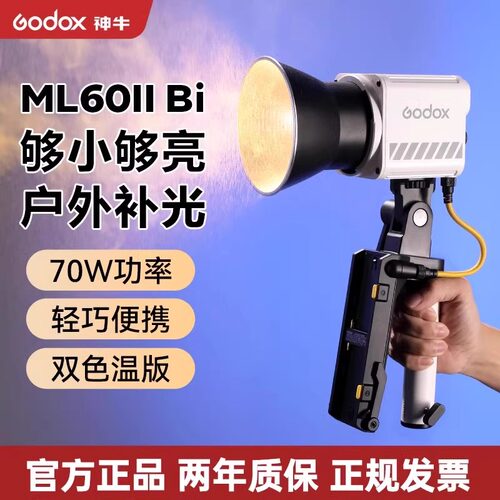 Godox神牛ML60II Bi户外手持便携补光灯led摄影灯70w双色温App