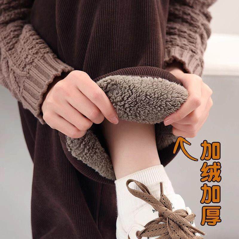 羊羔绒加绒阔腿裤女2026