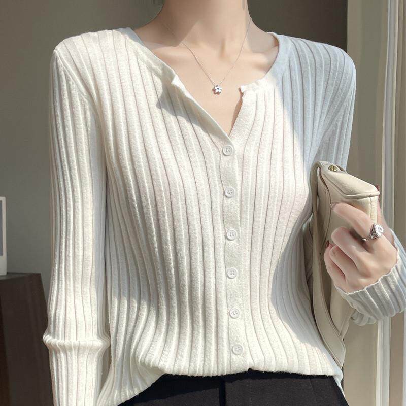 圆领开衫针织外套女薄款