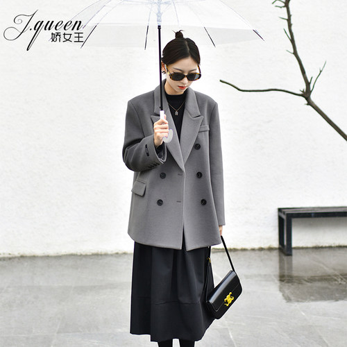 娇女王新款气质毛呢西装外套