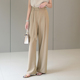 拖地休闲长裤 高腰阔腿裤 裤 卡其色宽松直筒高级垂坠感西装 女夏薄款