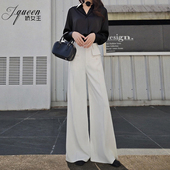 女秋时尚 裤 大脚裤 高腰阔腿裤 收腰显瘦垂感轻奢风甩裤 西装 拖地长裤