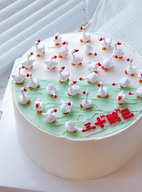 而立之年大白鹅软胶立体玩偶摆件含字牌三十而立蛋糕装饰插件