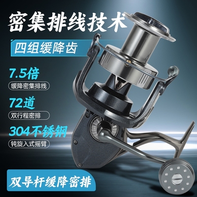 全金属渔轮18000缓降密排海钓纺车轮斜口远投轮浅线杯锚鱼轮海竿