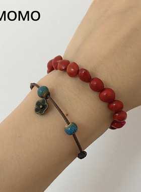 LIMOMO自制手饰本命年闺蜜红色显白个性款可调节红豆相思豆手链女