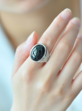 和田玉青玉招财进宝戒指时尚指环节日礼物