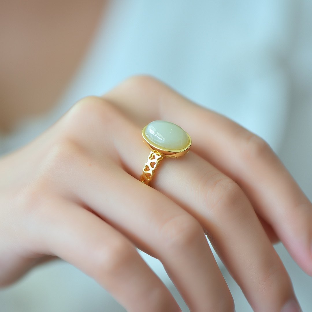 和田玉白玉戒指女款铜镶嵌玉石指环时尚个性开口可调节食指戒,珠宝/钻石/翡翠,手饰,淘宝优惠券,粉丝福利购,淘宝优惠卷