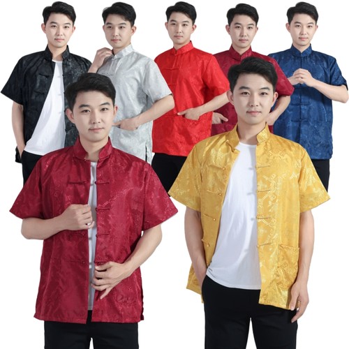 夏季中式绸缎短袖上衣唐装汉服