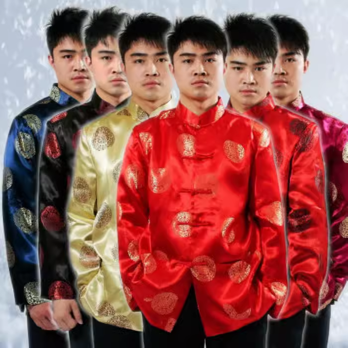 中式喜庆汉礼服上衣男士演出服春秋冬季长袖结婚民族服装唐装大红