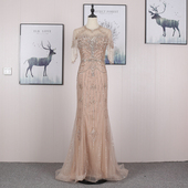 新款 晚礼服年会晚会主持人长裙修身 显瘦奢华钉珠宴会裙演出裙