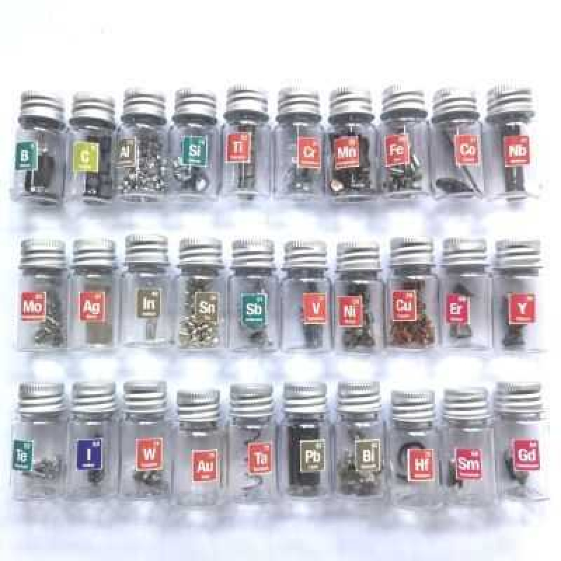瓶装金属元素周期表展示中学生教学收藏品礼物摆件镍钒银铟钼锡铒