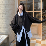 学院风套装显瘦穿搭女2025新款春秋黑色卫衣衬衫半身裙直筒三件套，女装套装/套裙，2C161