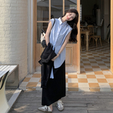 学院风套装显瘦穿搭女2025新款春秋黑色卫衣衬衫半身裙直筒三件套，女装套装/套裙，2C161