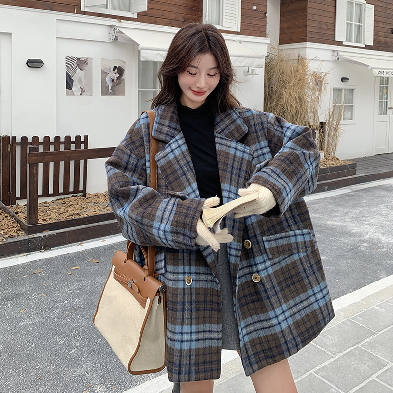 【新款发售】格纹夹棉呢大衣C161-6903-P145-K208,女装毛呢外套,2C161