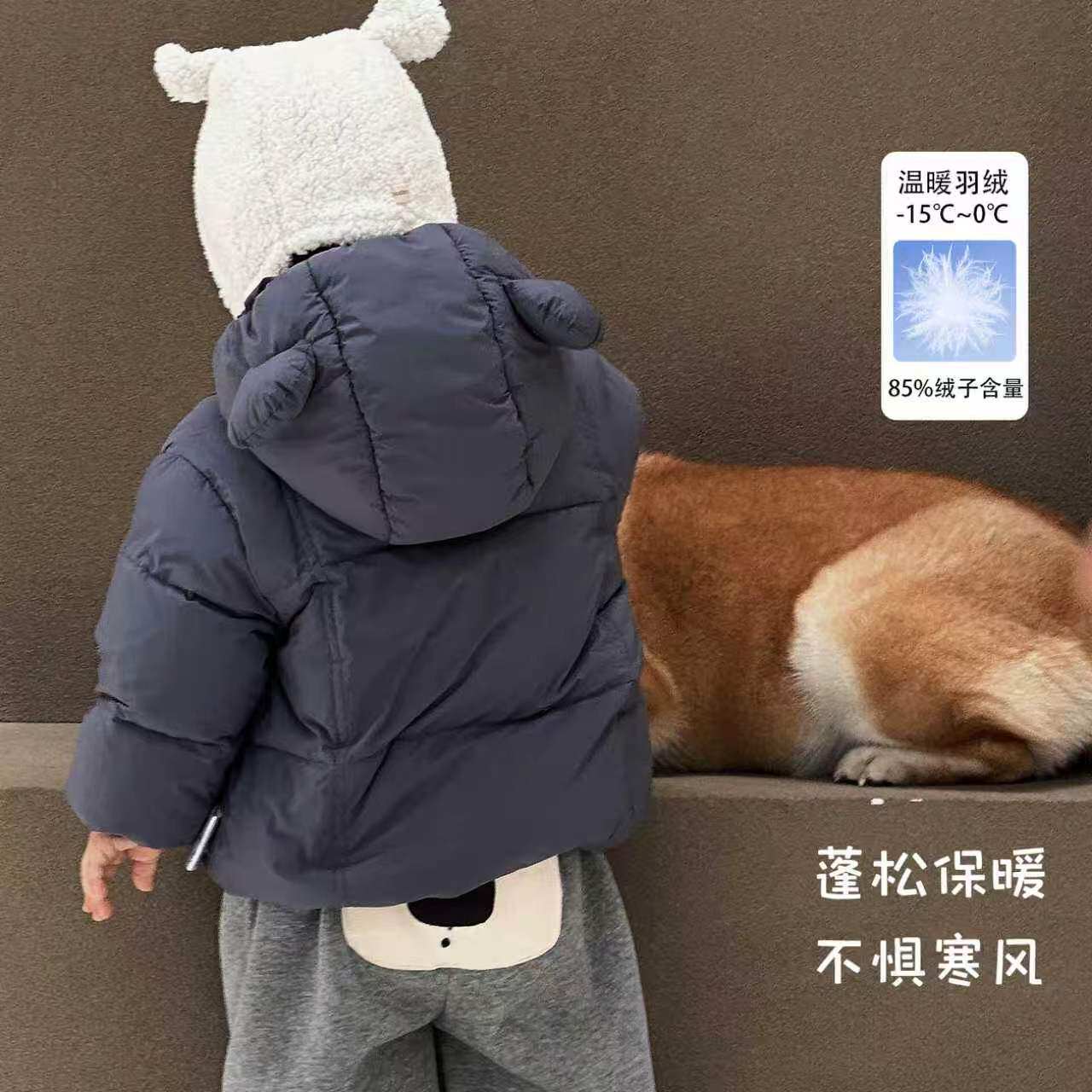 二折撤柜男童羽绒服冬季新款90白鸭绒上衣男宝宝冬款连帽外套童装