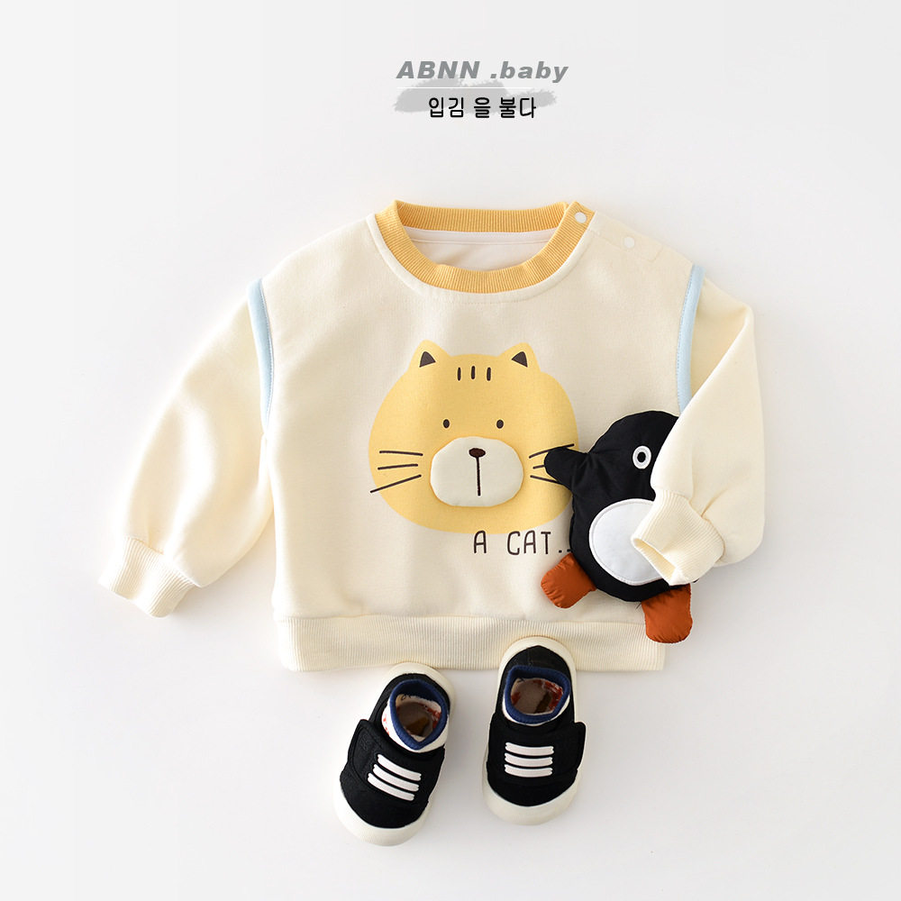 男女童卡通卫衣儿童秋装春装宝宝猫咪印花新款婴儿可爱上衣61370