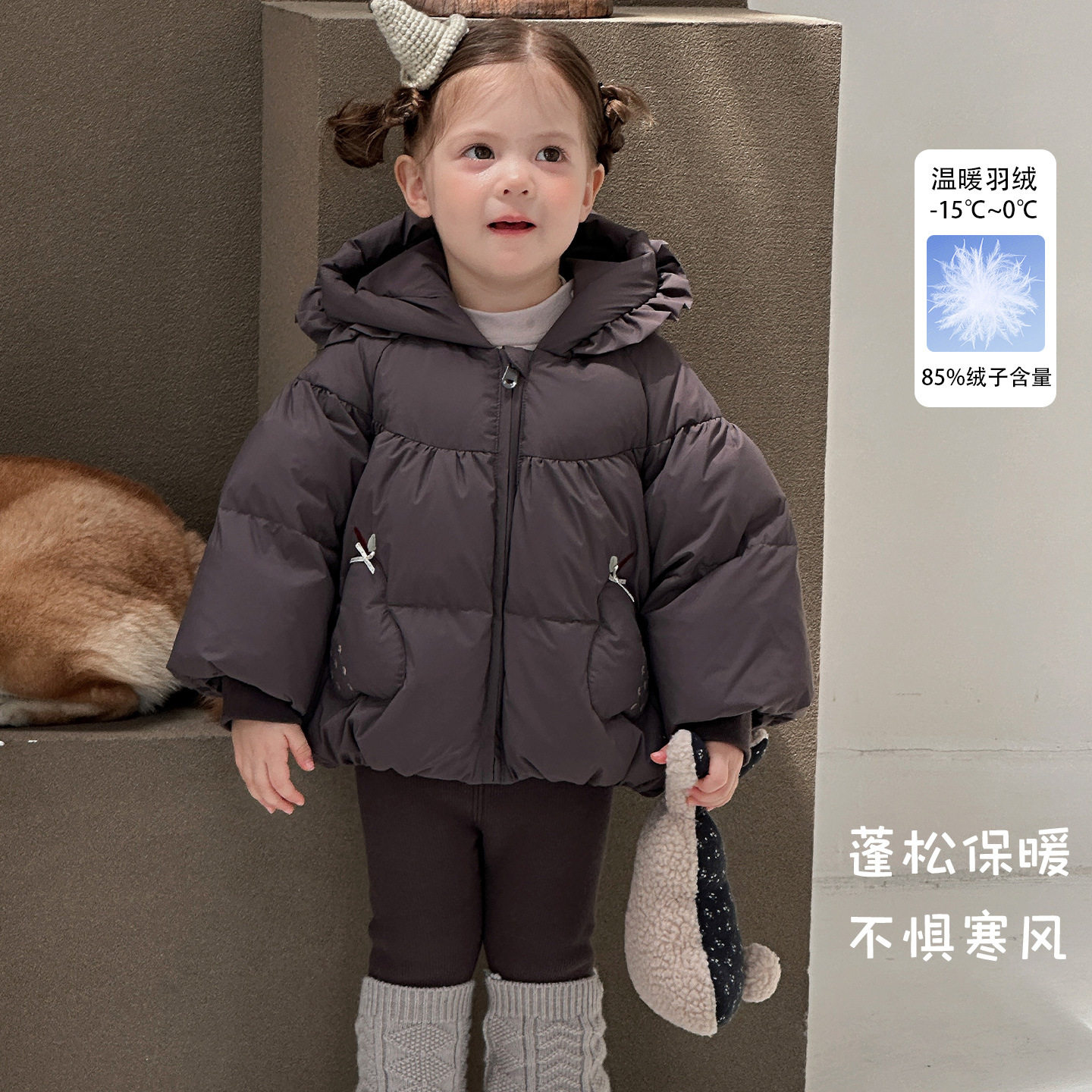 二折撤柜小女孩衣服女宝冬季新款加厚羽绒服外套女宝宝短款上衣
