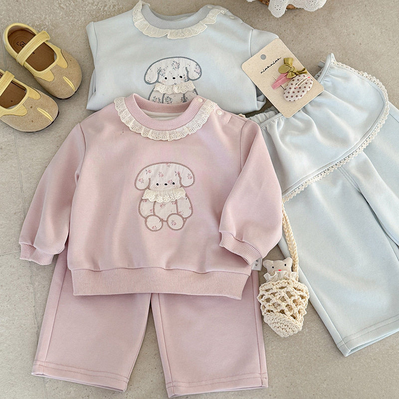 三折撤柜婴幼儿可爱小熊卫衣套装春季女宝花边领上衣屁帘裤两件套,童装/婴儿装/亲子装,儿童运动套装,淘宝优惠券,粉丝福利购,淘宝优惠卷