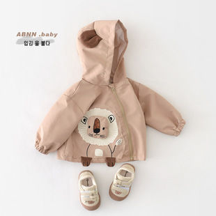 儿童春装新款连帽外套0-3岁小宝宝春季婴儿卡通可爱拉链上衣61751