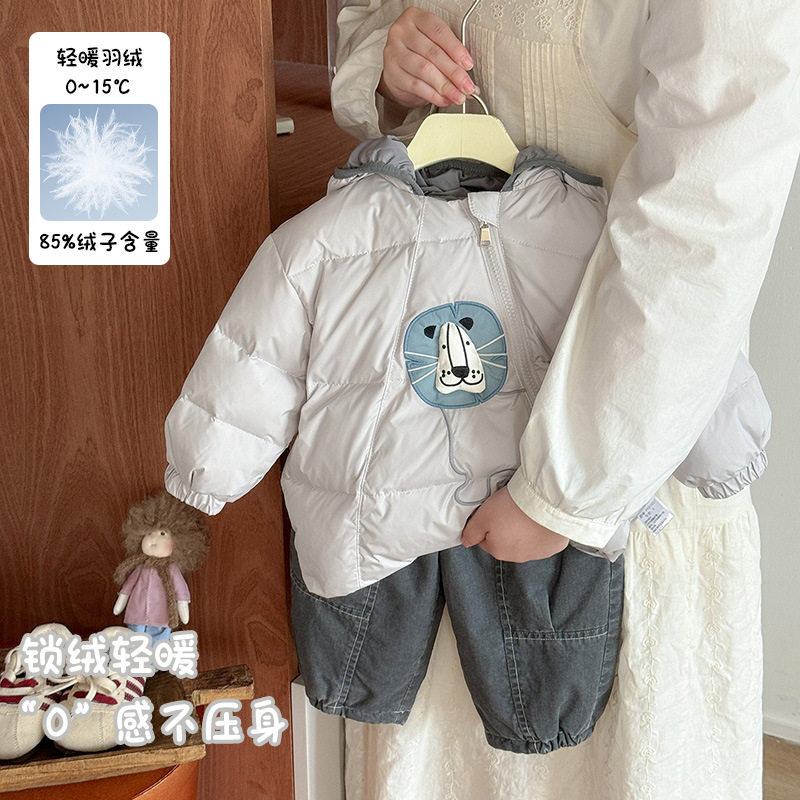 三折撤柜宝宝羽绒服秋冬婴幼儿轻薄白鸭绒外套男童连帽保暖外出服